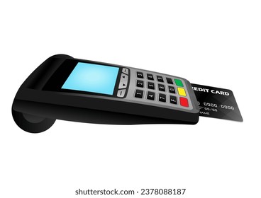 POS - Point of Sale Terminal, Credit Card Reader Machine or Payment Machine for Credit Card. Vector Illustration. 