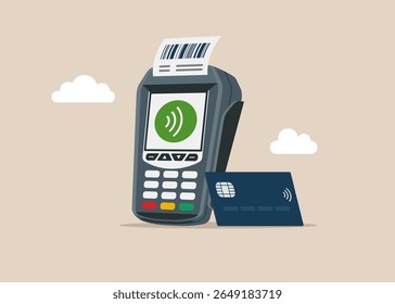 POS point of sale terminal for credit card payment. Flat vector illustration