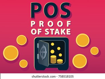 POS or proof of stake concept. vector illustration