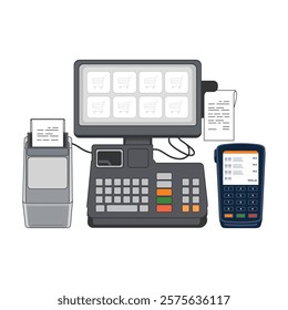  POS  setup with a cash drawer and receipt printer