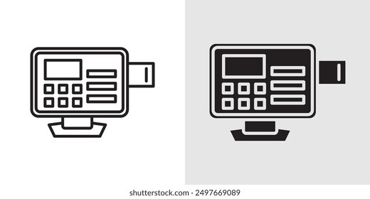 POS system icon Black line art vector logo set