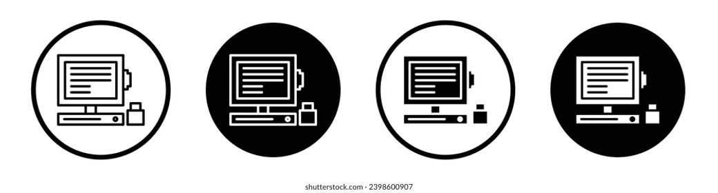 POS system icon set. touchscreen pos vector symbol in black filled and outlined style.