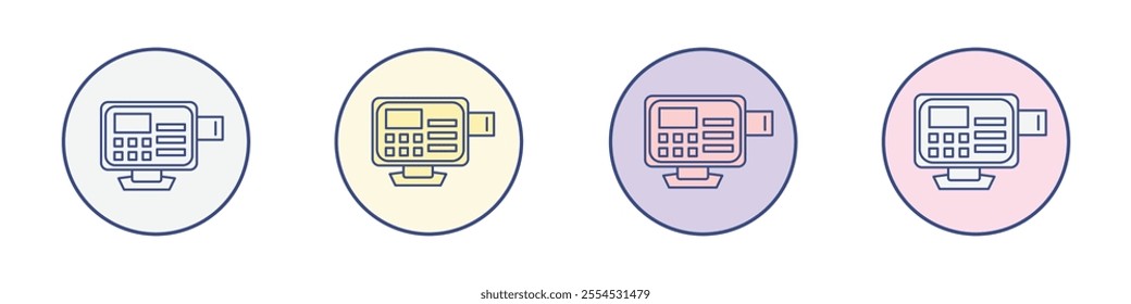 POS system icon Thin line flat illustration