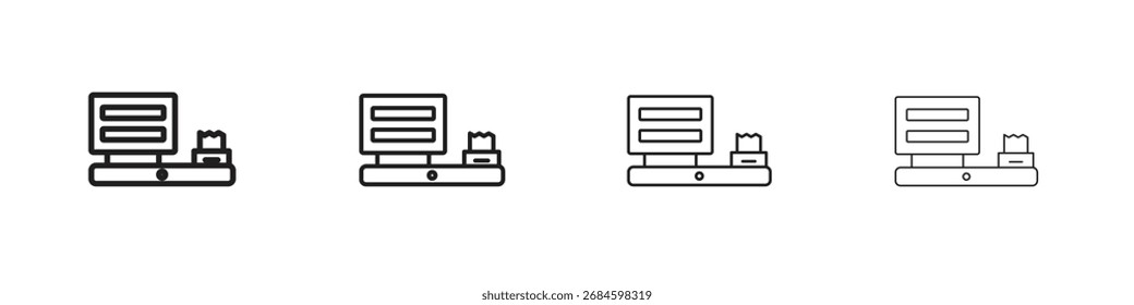 POS-Systemsymbole. dünne Liniensymbole in Strichen