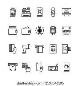 Conjunto de iconos de esquema del sistema de Pos