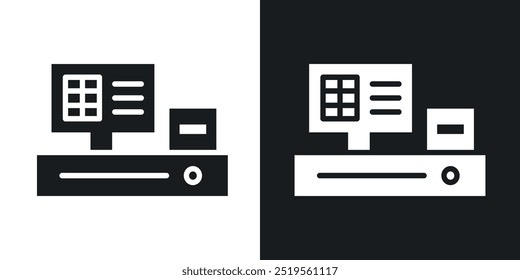 POS systemline vector icon set in solid and outline style.