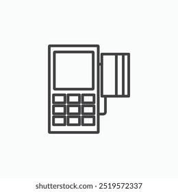 Ícone simples da linha do sistema POS em estilo de linha.