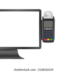 Pos Tablet Computers, Cash Register Equipments. Business Vector Icon.