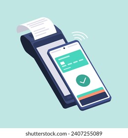 POS terminal accepting a digital wallet payment on smartphone