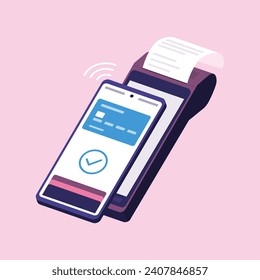 POS terminal accepting a digital wallet payment on smartphone