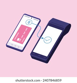 POS terminal accepting a digital wallet payment on smartphone