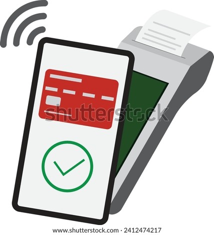 POS terminal accepting a digital wallet payment on smartphone