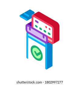 pos terminal approved card icon vector. isometric pos terminal approved card sign. color isolated symbol illustration