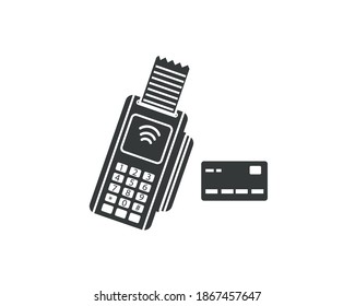 POS terminal. Terminal for bank card. Vector illustration in flat line style.
