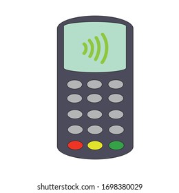 Pos-Terminal oder Kartenleser, kontaktloses Zahlungskonzept, farbig, Vektorillustration-Illustration