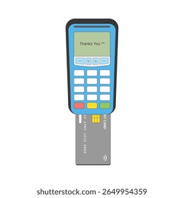 POS Terminal with Chip Card Payment Confirmation Vector