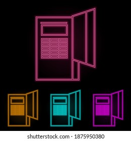 POS terminal color neon set. Simple thin line, outline vector of web icons for ui and ux, website or mobile application