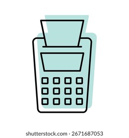 Pos Terminal Farbe Schatten dünn Linie Symbol , Vektor, Pixel perfekt, Illustratordatei 