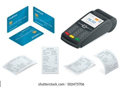 POS Terminal, debit credit card,  invoce.