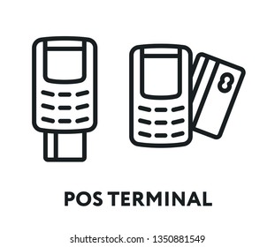 POS Terminal Device. Bank Card Payment. Flat Line Vector Icon