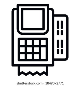 Pos terminal device icon. Outline pos terminal device vector icon for web design isolated on white background