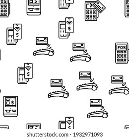 Ilustración De Línea Delgada De Patrón De Pos Terminal Device Vector
