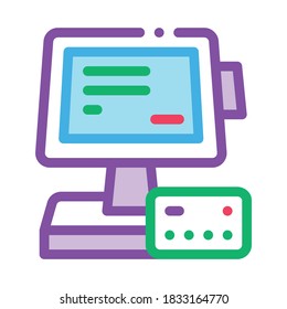 pos terminal display and card icon vector. pos terminal display and card sign. color symbol illustration
