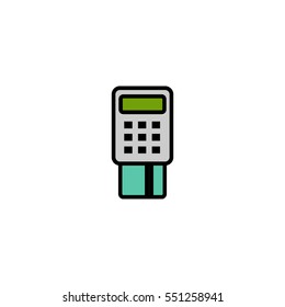 POS terminal flat line icon, payment with credit card