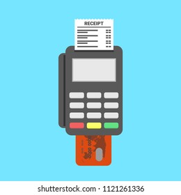Pos terminal in flat style. Vector illustration.