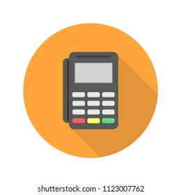 Pos terminal in flat style. Vector illustration.