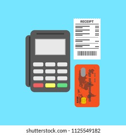 Pos terminal in flat style. Vector illustration.