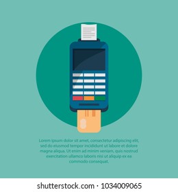 POS terminal flat vector icon. Electronic payment by the terminal. Vector Illustration.