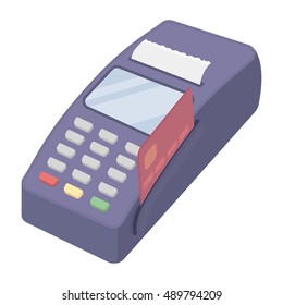 POS terminal icon in cartoon style isolated on white background. E-commerce symbol stock vector illustration.