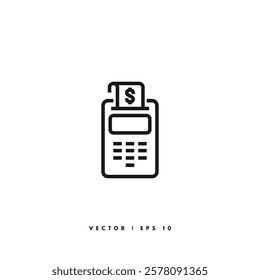Pos Terminal Icon. Editable Stroke