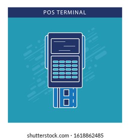 Pos terminal icon flat design with blue color