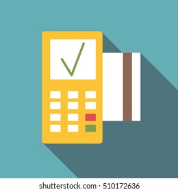POS terminal icon. Flat illustration of POS terminal vector icon for web