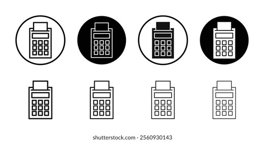 POS terminal icon Flat outline fill set collection