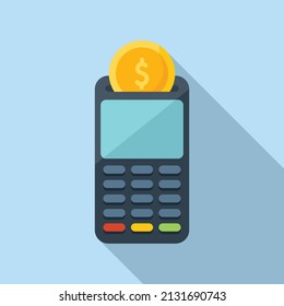 Pos terminal icon flat vector. Money pay. Mobile service