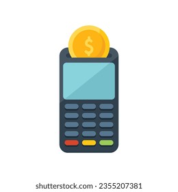 Pos terminal icon flat vector. Money pay. Mobile service isolated
