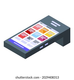 Pos terminal icon isometric vector. Card payment. Atm cash