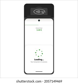 Pos terminal icon. Loading transaction. Сashless payment.