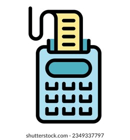 Pos terminal icon outline vector. Fund grow. Money interest color flat