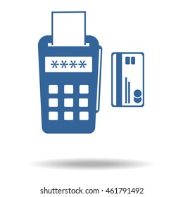 pos terminal icon. payments methods. Processing of mobile payment, Flat icon, One of set web icons. eps 10.