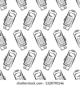 Pos Terminal Icon Seamless Pattern Vector Art Illustration