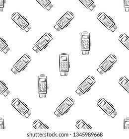 Pos Terminal Icon Seamless Pattern Vector Art Illustration