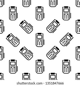 Pos Terminal Icon Seamless Pattern Vector Art Illustration
