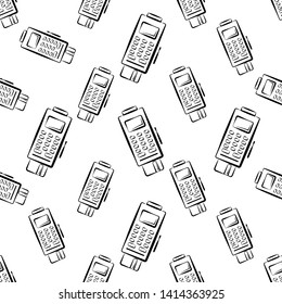 Pos Terminal Icon Seamless Pattern Vector Art Illustration