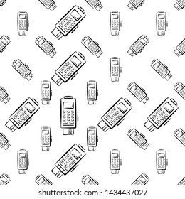 Pos Terminal Icon Seamless Pattern Vector Art Illustration