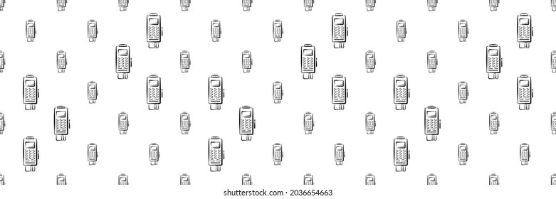 Pos Terminal Icon Seamless Pattern Vector Art Illustration