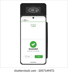 Pos terminal icon. Successful transaction. Сashless payment.